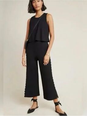 Anthropologie Black Sleeveless Wide-Leg Jumpsuit